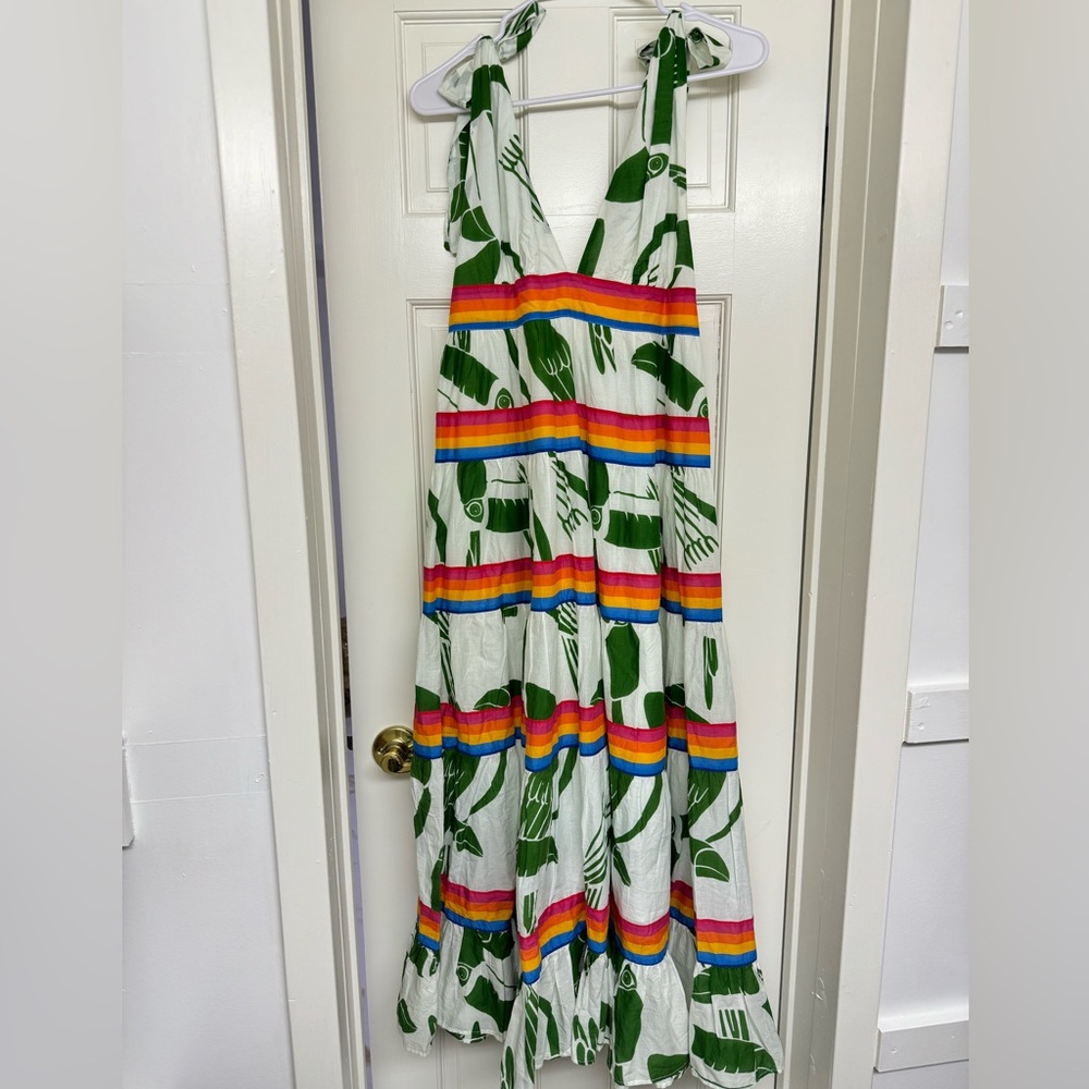 FARM Rio Toucan Layered Rainbow Midi/Maxi Dress Size Small - Picture 6 of 7